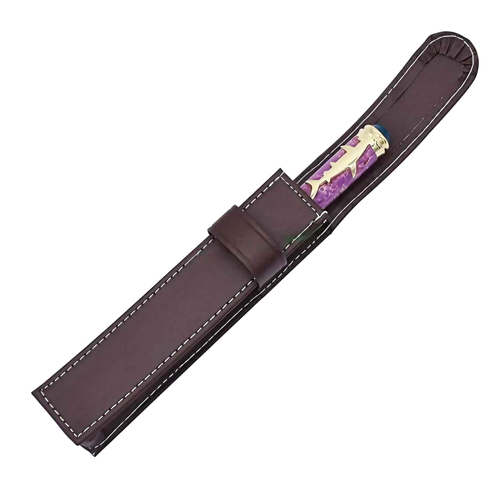 Slim executive black leather pen case
