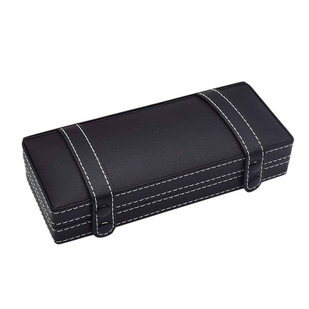 Luxury black leather pen box with magnetic lid