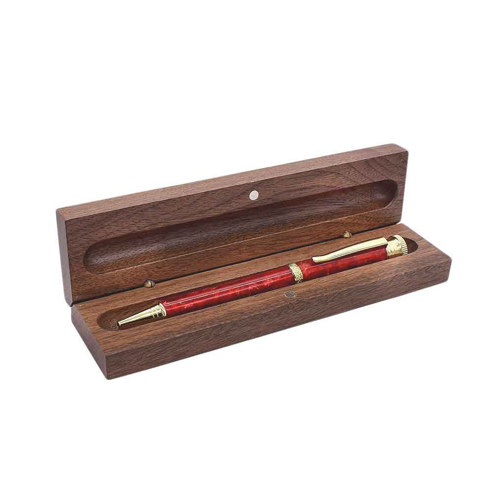 Solid black walnut pen display box with brass hinge